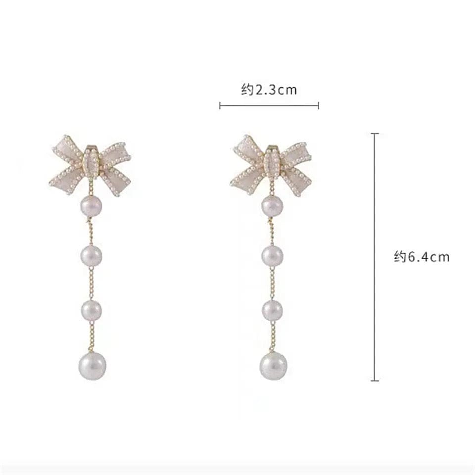 Bow Pearl Tassel Long Earrings, Elegant Sweet Bowknot Earrings, Pearl Drop Earrings For Women, Luxury Long Simulation Pearl Earrings For Women Bow Pearl Tassel Long Earrings, Elegant Sweet Bowknot Earrings, Pearl Drop Earrings For Women, Luxury Long Simulation Pearl Earrings For Women